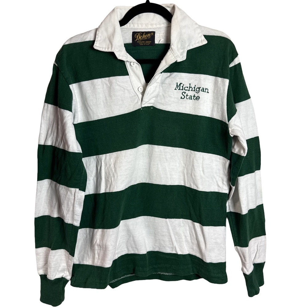 Vintage Michigan State Dehen Knitwear Rugby Shirt USA